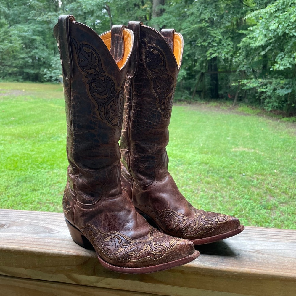 Old Gringo Handmade Womens Brown Embroidered Leather Western Cowboy Boots 6.5 B